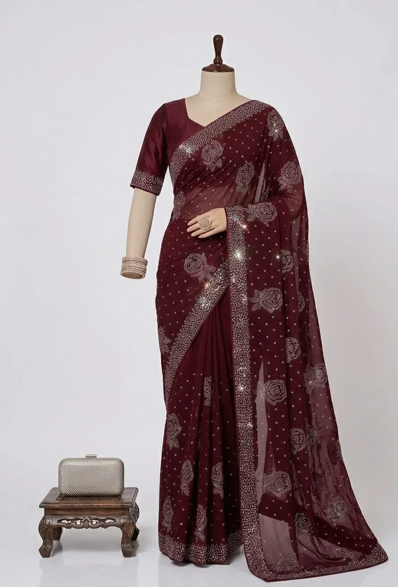 Korean Silk Stone Work Saree (6)
