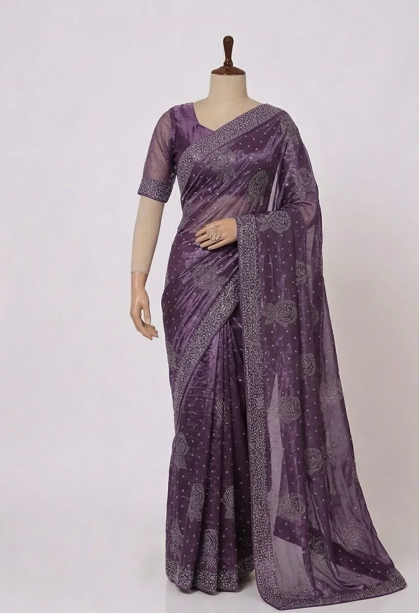 Korean Silk Stone Work Saree (7)
