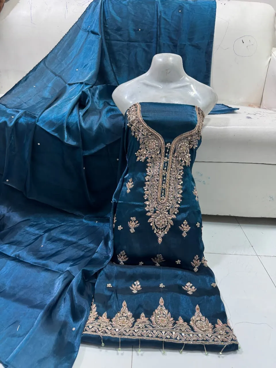Korean Silk Nakshi Dabka Work | Handmade 2 Piece Collection
