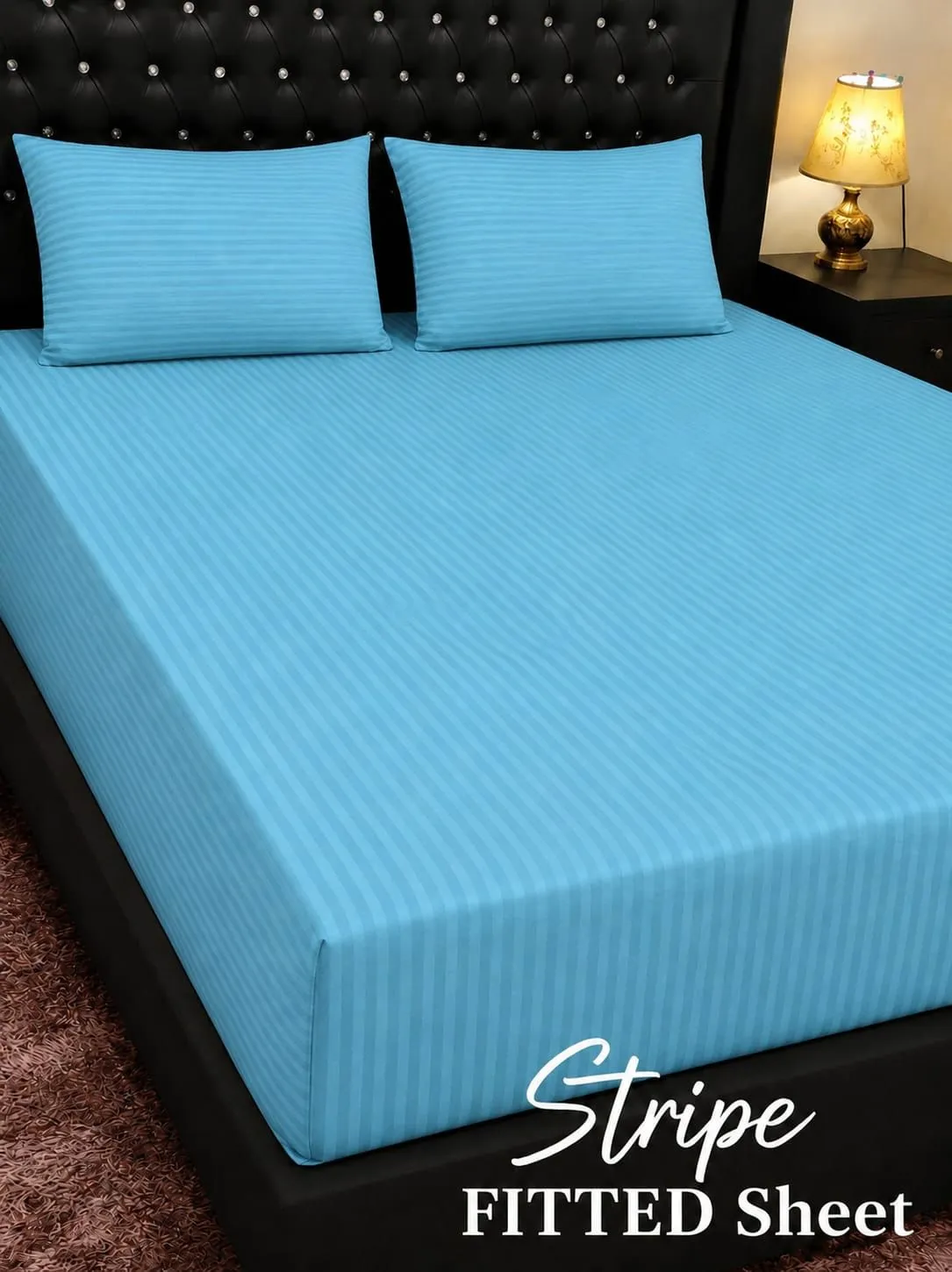 Stripe Fitted Bedsheet | King Size 3 Piece Collection