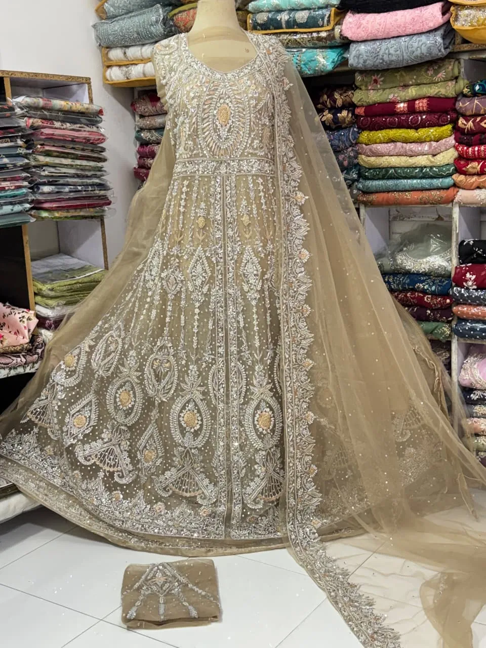 Net Bridal Open Maxi Dress | Unstitched Luxury Collection