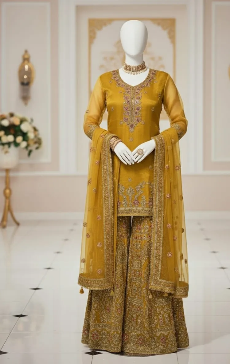 Organza Tissue Sharara Set | Ready to Wear 3 Piece Dress
