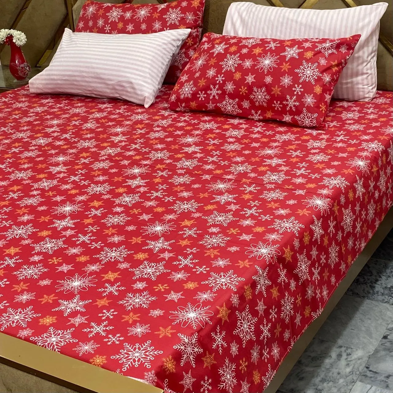 Pure Cotton Bedsheet 5 Piece Set | King Size Bedding