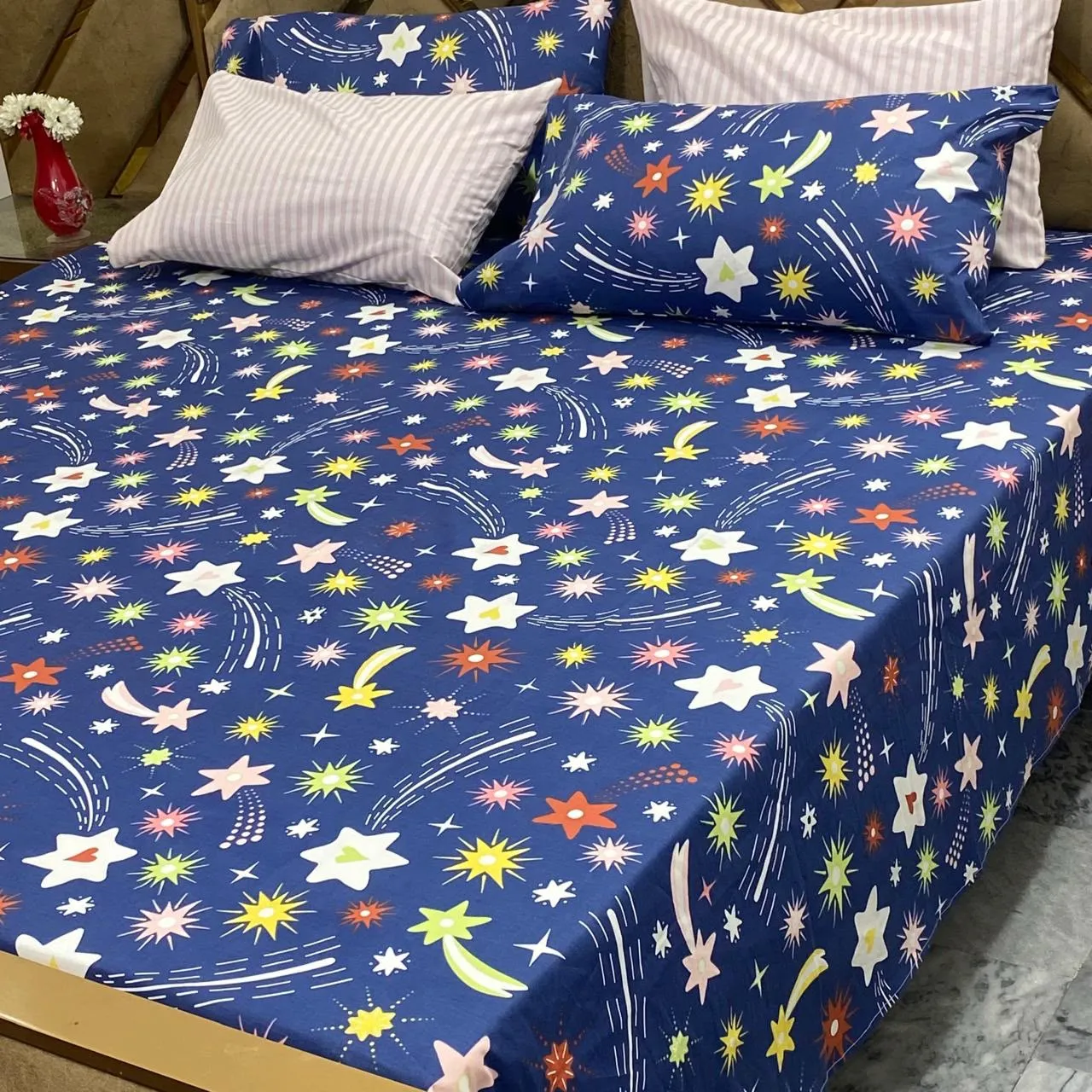 Pure Cotton Bedsheet 5 Piece Set (2)