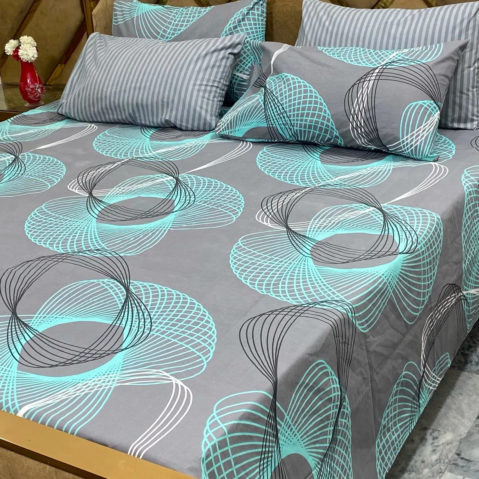 Pure Cotton Bedsheet 5 Piece Set (16)